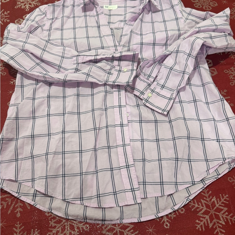 GAP Lavender Plaid Shirt